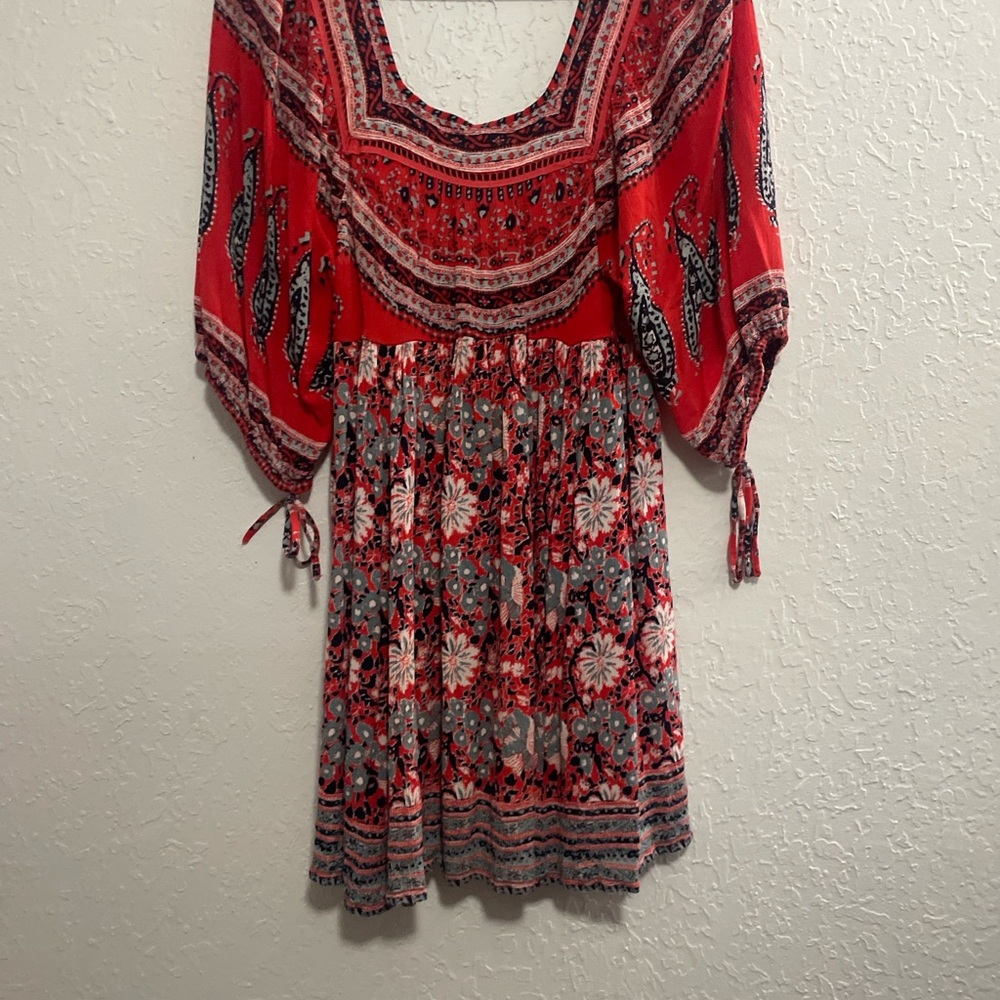 Free People “Midsummers Dream” mini dress (Poppy Combo) Small
